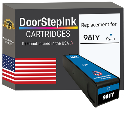 DoorStepInk Brand for HP 981Y (L0R13A) Cyan Remanufactured in the USA Ink Cartridge, L0R13A