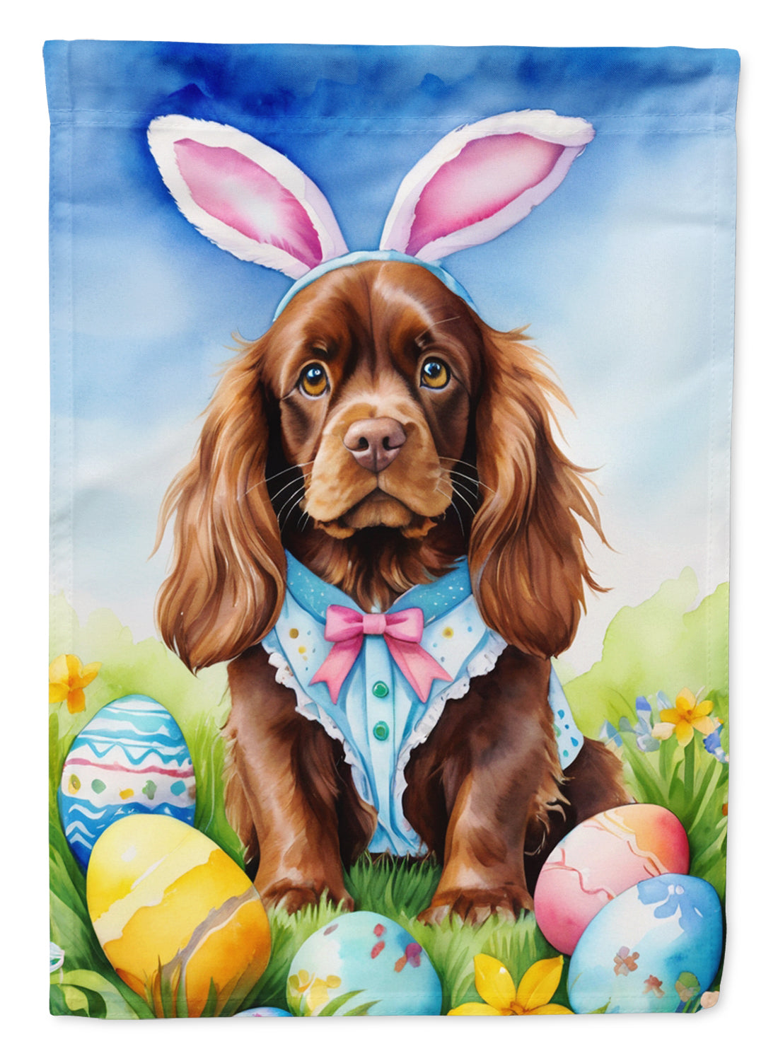 Sussex Spaniel Easter Egg Hunt House Flag