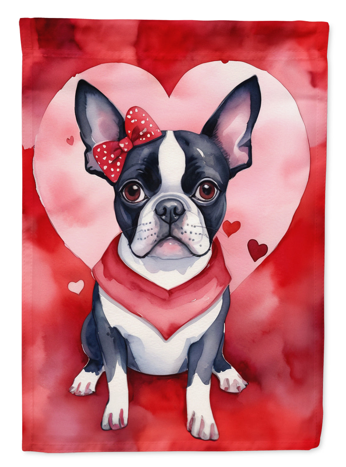 Boston Terrier My Valentine House Flag