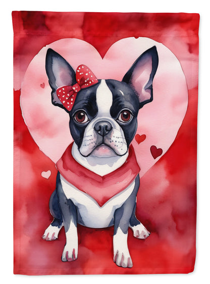 Boston Terrier My Valentine House Flag